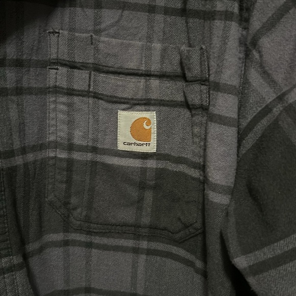 Carhartt Rugged Flex Relaxed Fit Flannel/Fleece lined Hooded Shirt/Jacket 2XL - Picture 3 of 8